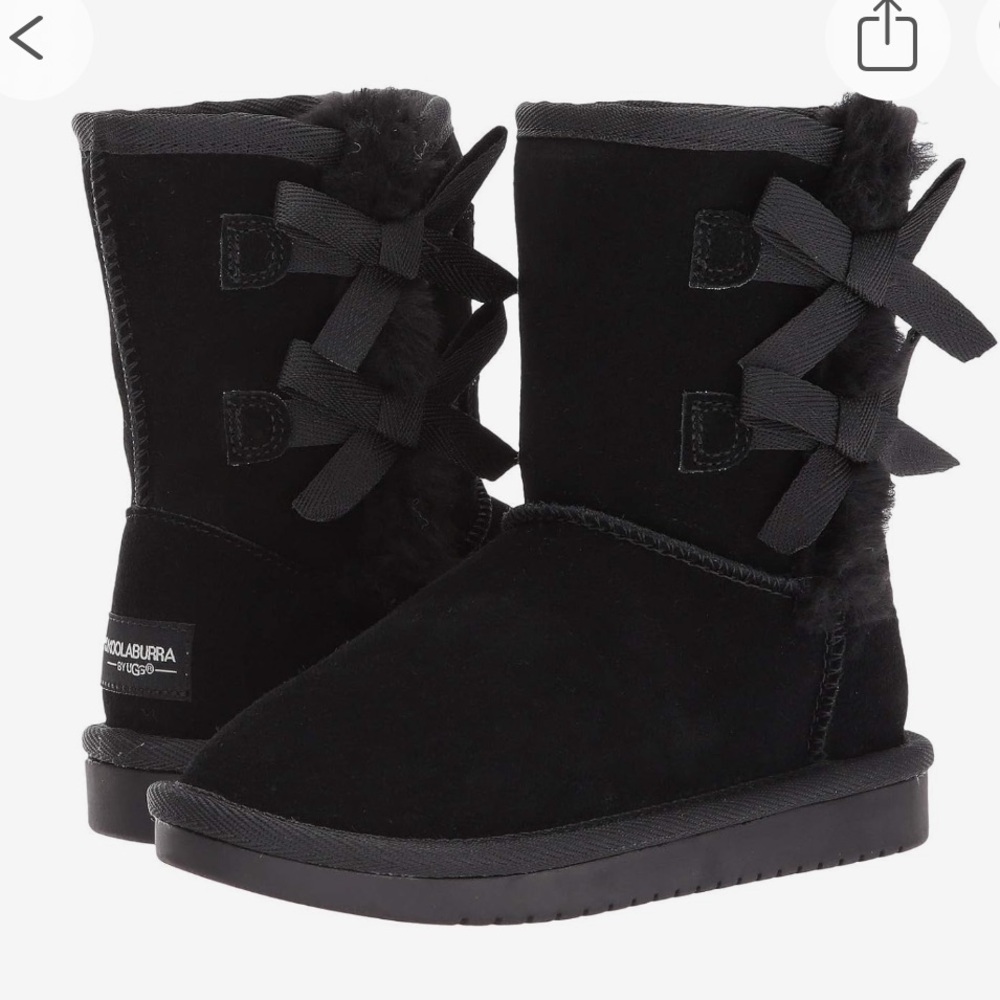 Kookaburra by Ugg Kids Victoria Short Boots Black Girls Shearling Style Size 2